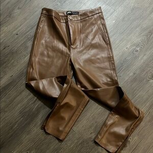 Zara Brown Faux Leather Pants